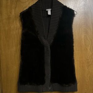 Chico’s Brown Fur Sleeveless Sweater Vest